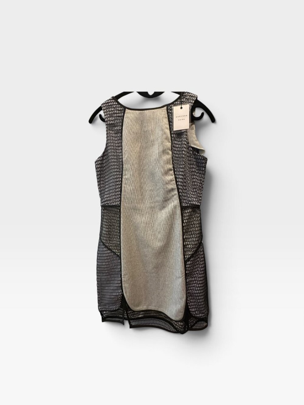 Endless Rose Gray Sleeveless Dress Black Mesh Panels Size M